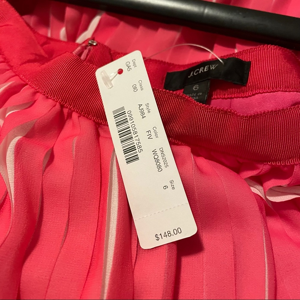 NWT J. Crew Pink and White Pleated Skirt Size 6 - Picture 2 of 2